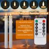 Rechargeable Taper Candles with Remote & 24Pcs Plastic Lamp Head Flickering Flameless Dripping Wax Window Candlesticks Home Deco