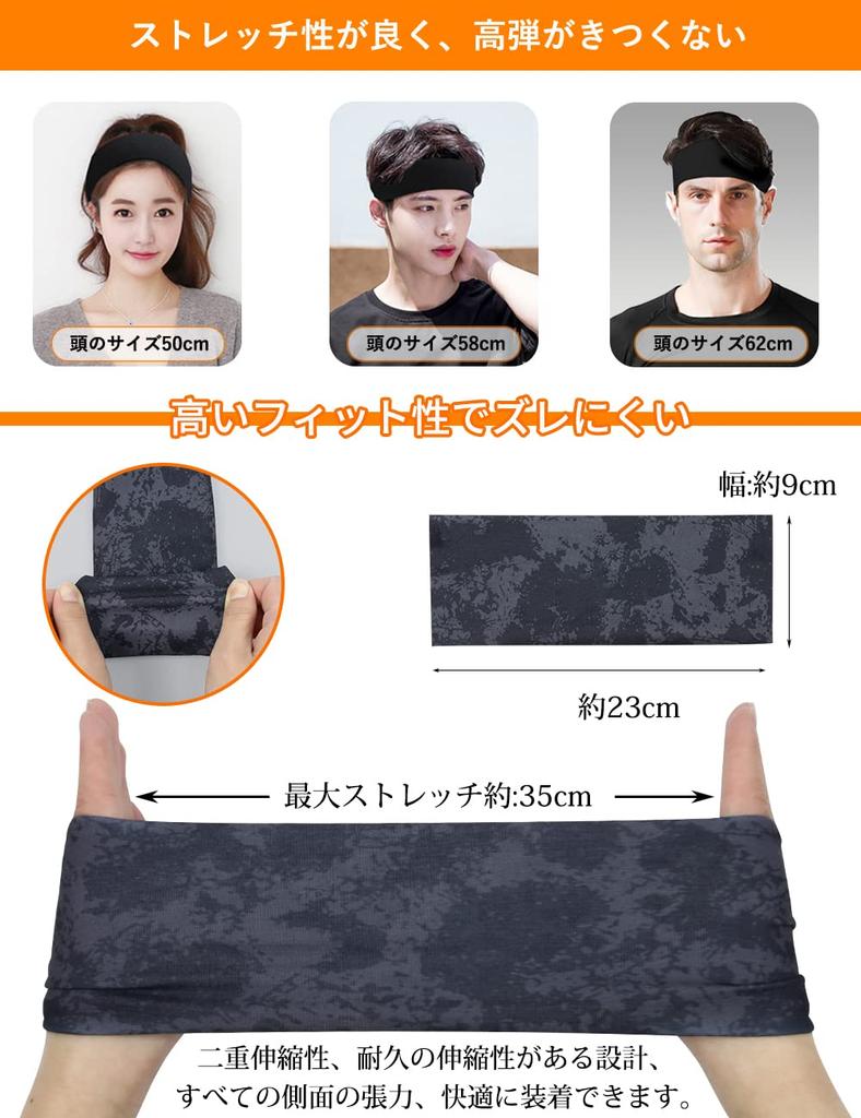 Men's Sports Headband, UPF 50+ Certified, High Sweat Absorption, Gentle On Skin, High Elasticity, Quick Dry, Antibacterial, Odor Control,