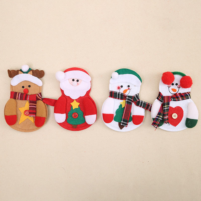 Christmas Cutlery Cover Santa Claus Knife and Fork Protective Cover Cloth Art Knife and Fork Set Decor for Xmas Dining Table