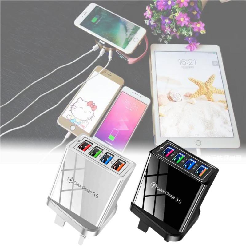 Colorful 4 Usb Phone Charger 3a Tablet Travel Charger Eu Plug Charging Head