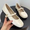 Designer Frühling Quadratische Spitze Damen Ballerinas Komfort Weiche Sohle Leder Einzelne Schuhe Damen Elegant Kleid Oma Schuhe