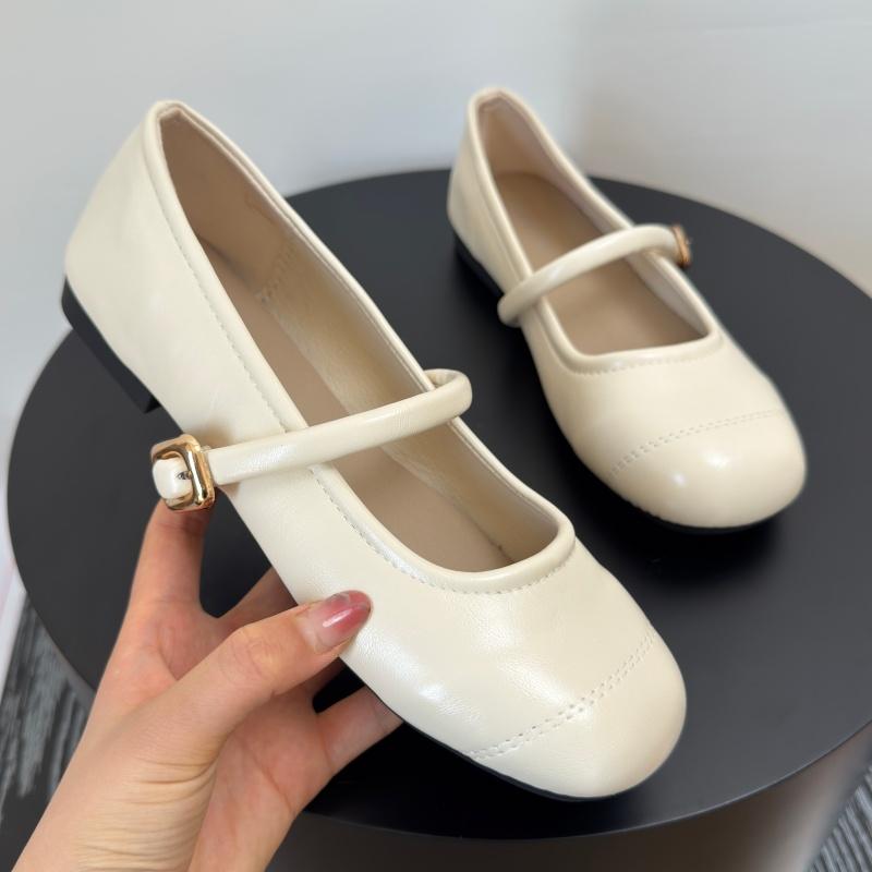 Designer Frühling Quadratische Spitze Damen Ballerinas Komfort Weiche Sohle Leder Einzelne Schuhe Damen Elegant Kleid Oma Schuhe