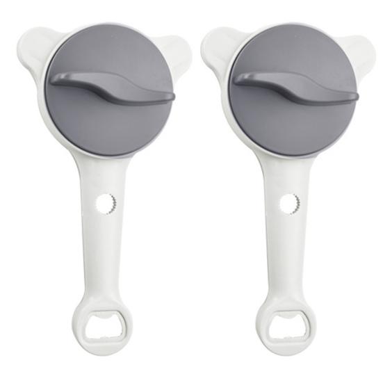 Can Opener Multi-Function Adjustable Rotatable Bottle Opener with Ergonomic Handle Lid Remover Tool for Seniors And Home Cooks Stainless Steel