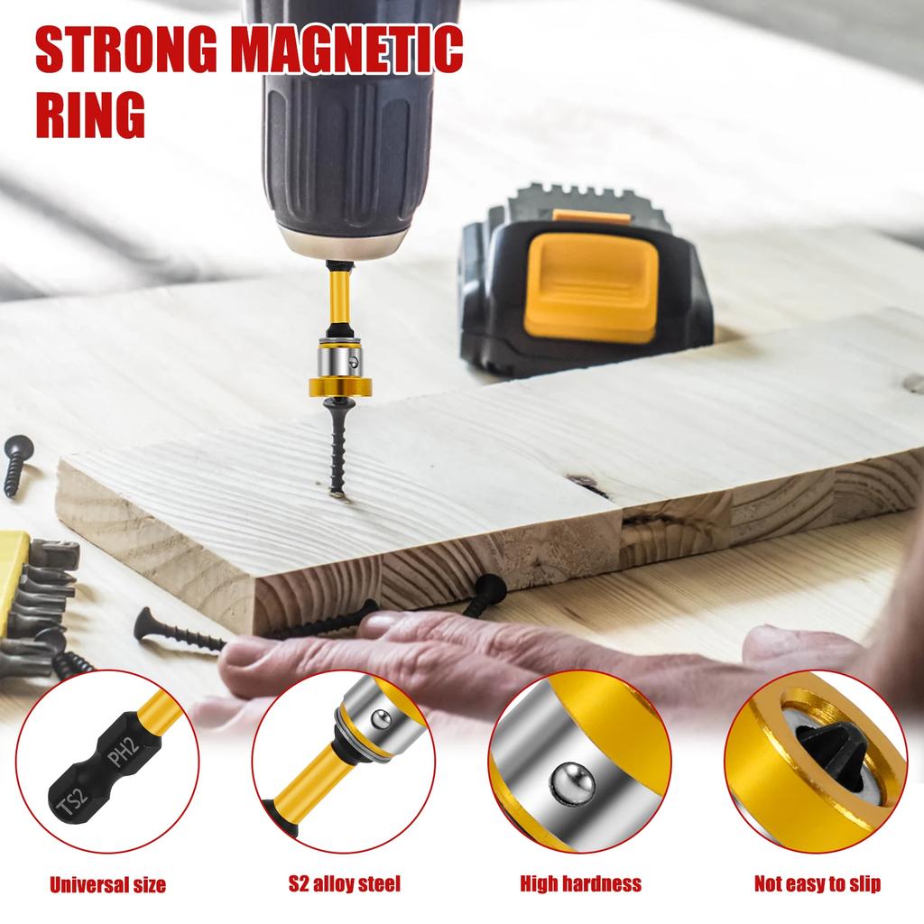 10pcs Magnetic Positioning Screwdriver Bits PH2 Bits Drywall Screw Setter 50mm PPlasterboard Screws Locating Batch Head Drilling