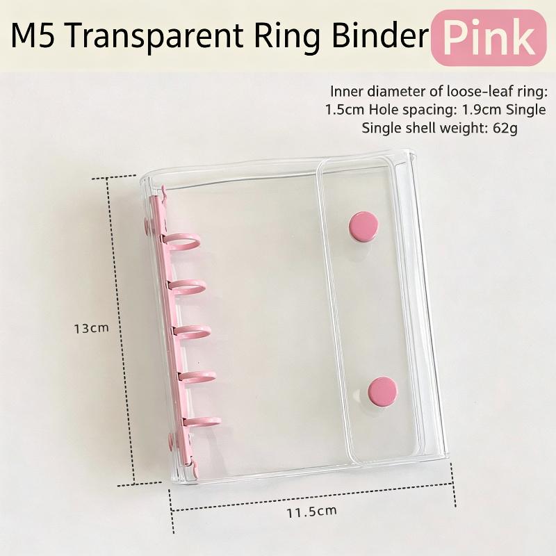 M5 Widening Double Button Transparent PVC Soft Cover Binder Cover Journal Sketchbook Accessories Diary Office Supplies