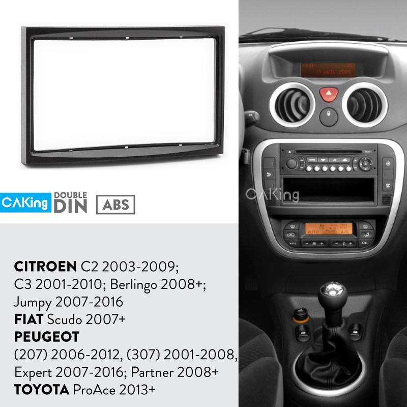 Fascia Radio Panel for PEUGEOT (207) 2006-2012, (307) 2001-2008, Expert 2007-2016; Partner 2008+ Dash Kit Plate Console Bezel