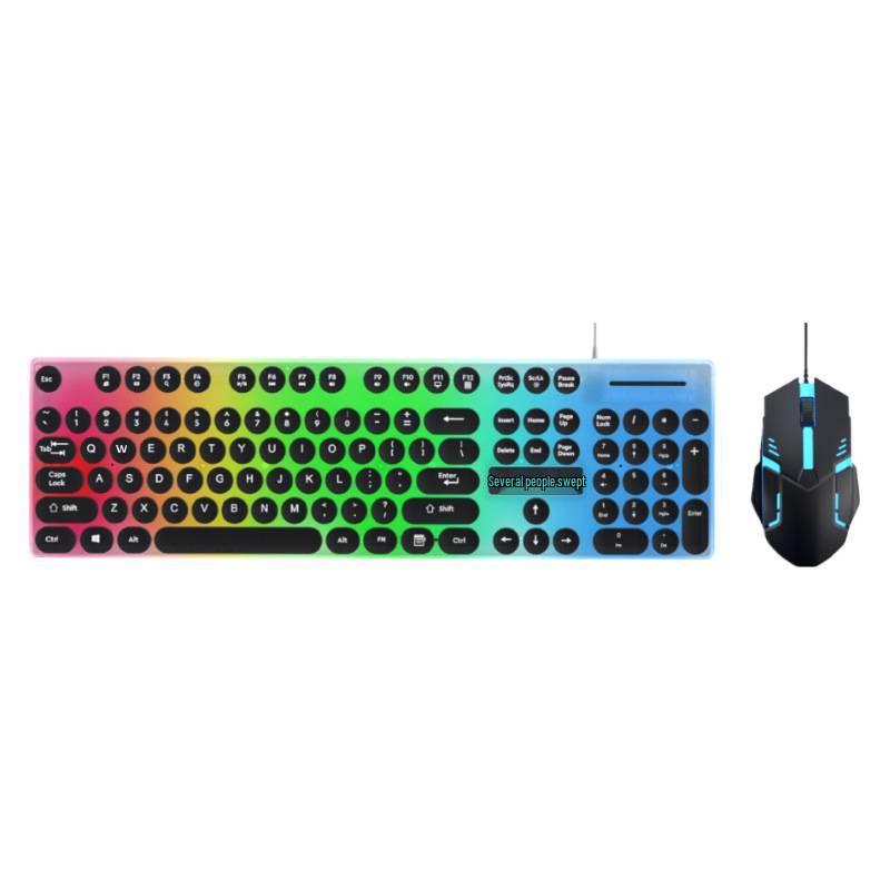 Luminous Punk Keycaps Wired Keyboard & Mouse Set for Gaming