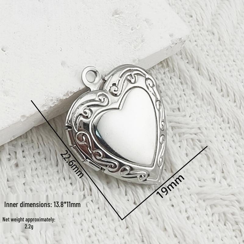 Collana Ciondolo Scatola Portafoto a Forma di Cuore, Rotonda e Quadrata in Acciaio Inossidabile Fai da Te
