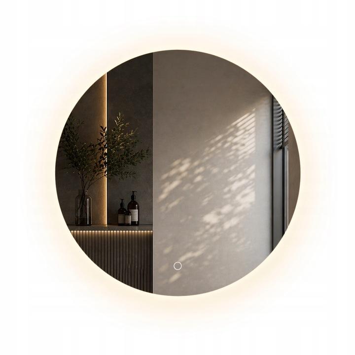 Bathroom mirror round salt 80 CM LED lighting, heating mat, acrylic frame