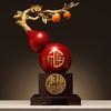 Hand Painted Calabash Ornament,Creative Lucky Gourd Decor for Office Desk Blessing,Chinese Feng Shui Art Craft for Shelf Display