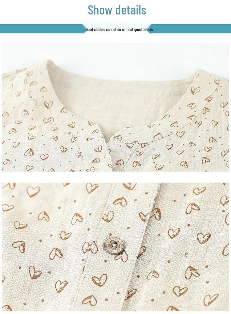 Grandma's Summer Cotton Short Sleeve Shirt - Women's Cotton Linen Top for Middle-aged and Elderly