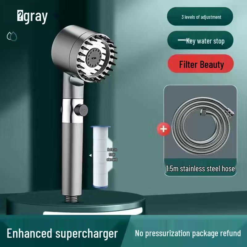 Ultra-Strong Supercharged Massage Shower Head Set with Filter & Hose