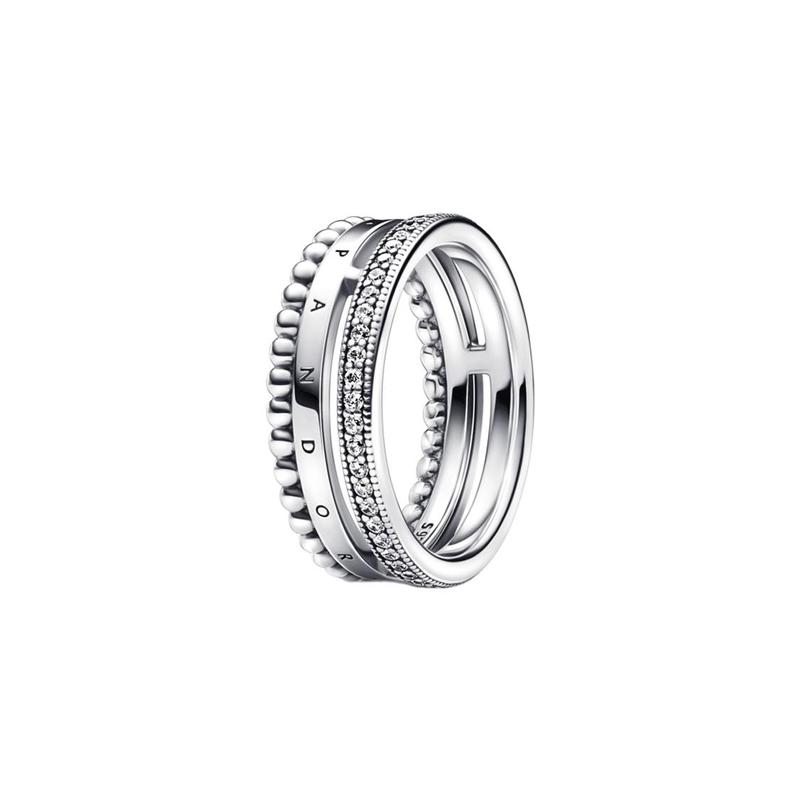 Pandora Logo engraved 925 silver ring for women, silver 192312C01-2 серебряный