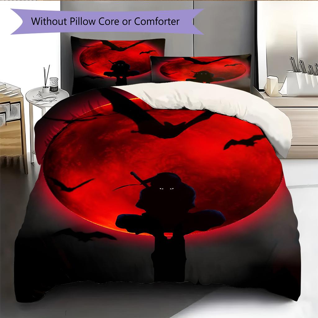 Juego de Ropa de Cama con Estampado de Dibujos Animados Colcha Funda de Colcha Funda de Almohada Decoración del Hogar Regalo de Cumpleaños (1 * funda nórdica + 2 * fundas de almohada, sin núcleo)