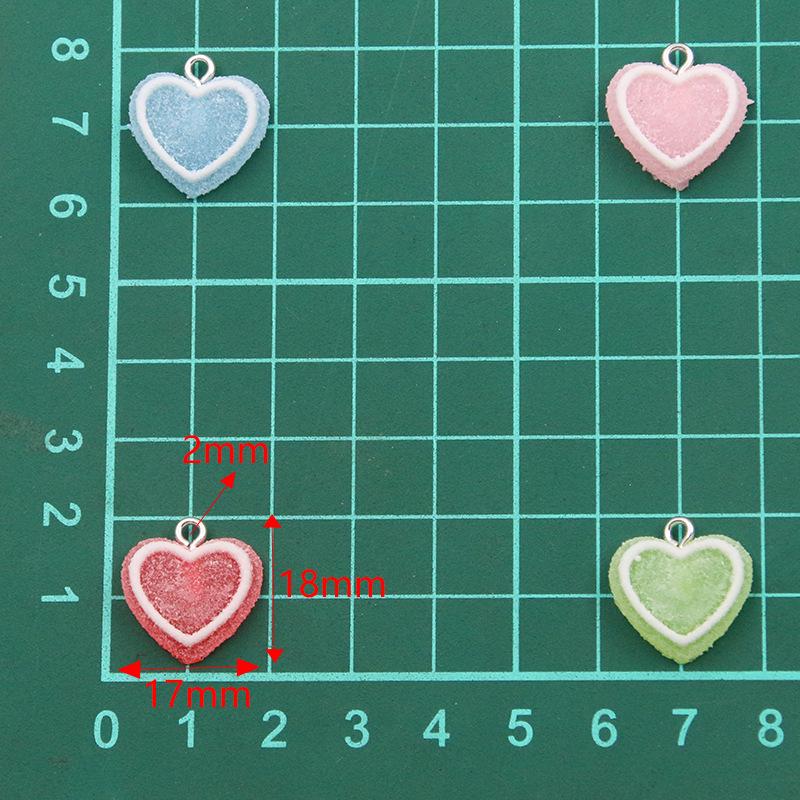 Multicolor 17x18mm Resin Heart Pendant for DIY Jewelry & Keychains