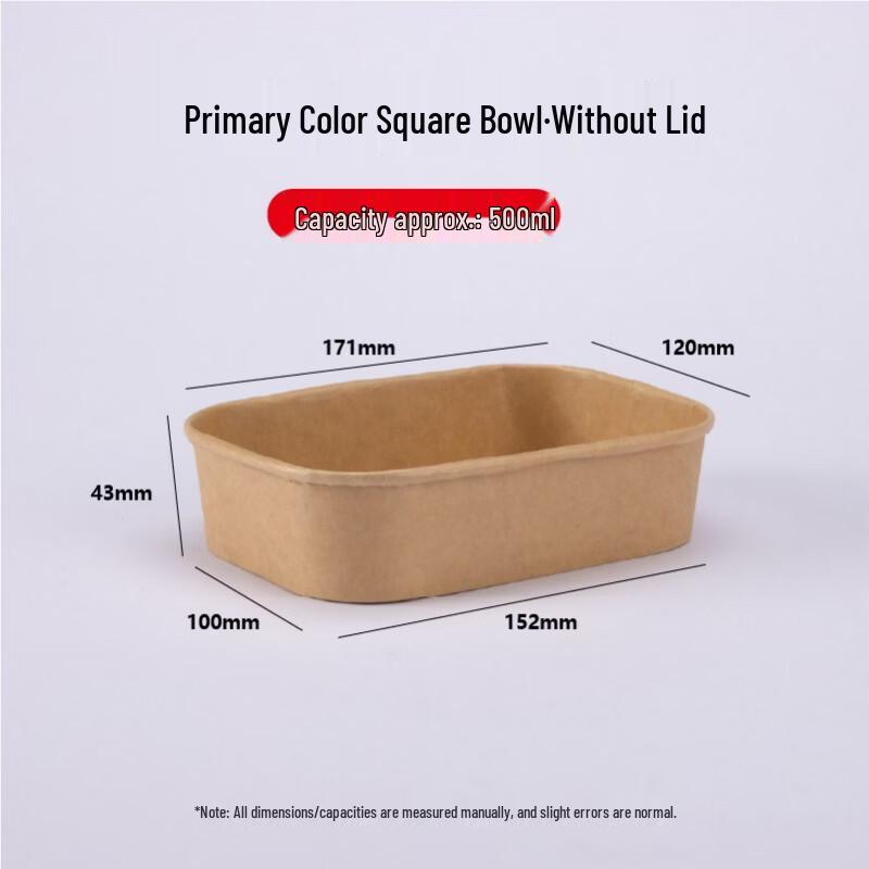 500ml Kraft Paper Disposable Takeaway Lunch Boxes