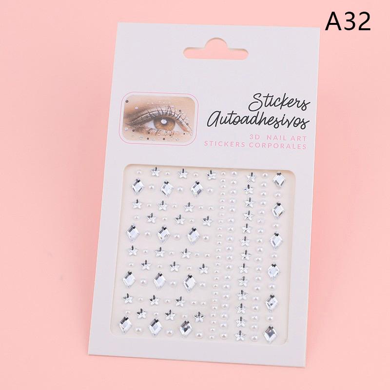 1Sheet Eye Body Face Gems Jewels Pearl Rhinestone Stickers Self Adhesive Crystal Rainbow Makeup Diamonds Face Decoration Sticker