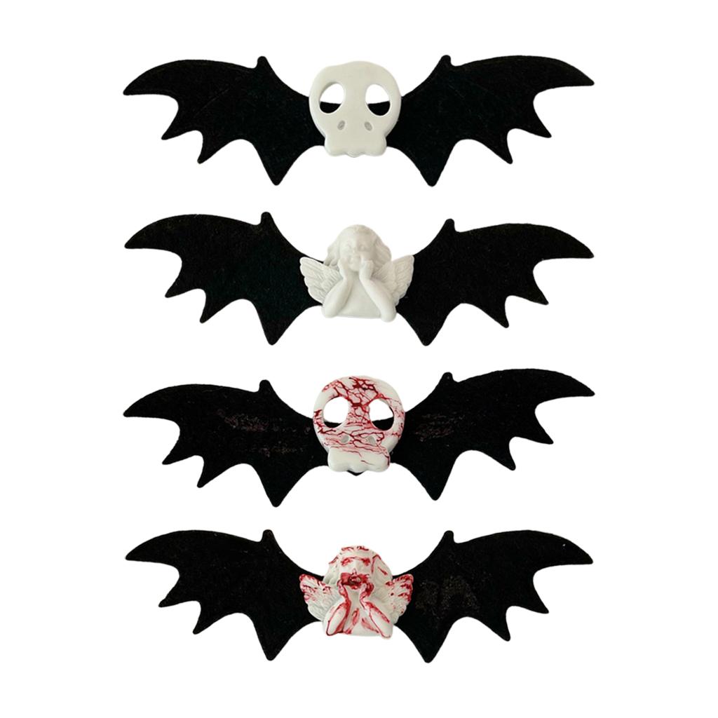 Punk Angel Bat Hair Clips Halloween Hair Barrette Lolita Skull Bat Duckbill Clip