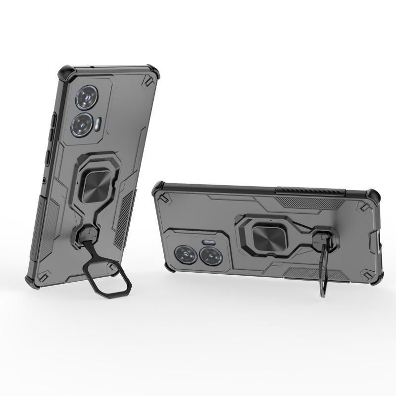 For Motorola Edge 50 Fusion 5G Phone Case WANLONFENG PC TPU Back Cover Kickstand with Tempered Glass