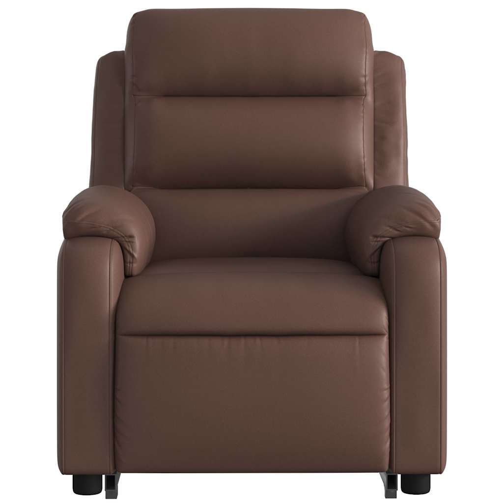 Recliner Chair with Lift Assist Electric Brown Faux Leather