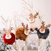 And Festive Cozy Large Wool Felt Reindeer Ornament With Charming Wooden Antlers