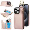 Zipper Cards Solt Wallet Ring Holder Leather Case For iPhone 16 Pro Max 15 Plus 14 13 12 11 Double Buckle Magnetic Rfid Cover