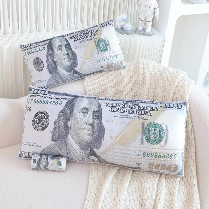 New US Dollar Decorative Sofa Throw Pillows Pendant Rectangle Money Print Ofiice Chair Seat Cushion Cover Home Decor