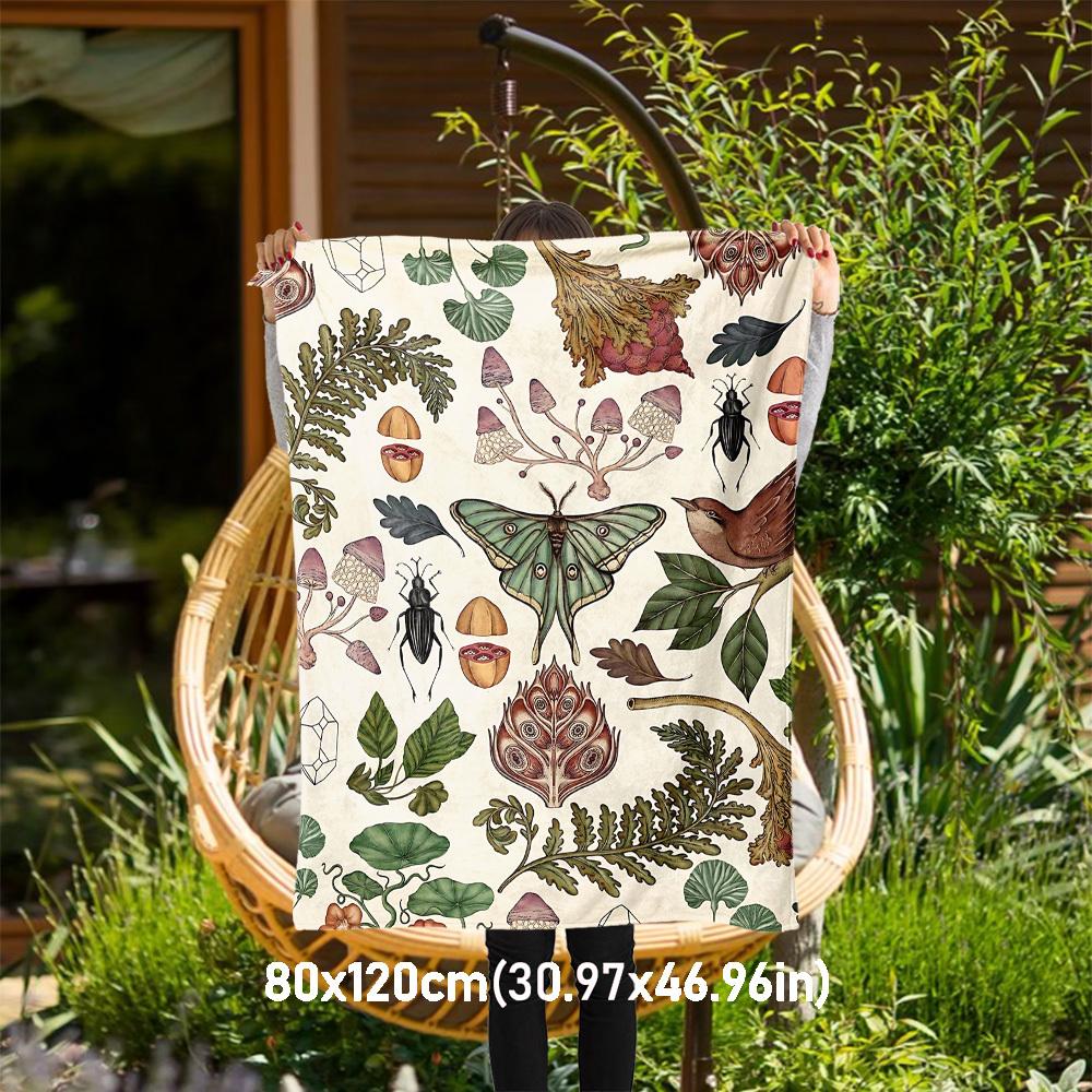

1PC Botanical IllustrationOutdoor Flannel Blanket - Soft Plush Decor for Picnics, camping, Bedroom, Playroom, Office, or Lunch Break 1263A 80x120cm(31x47inch)