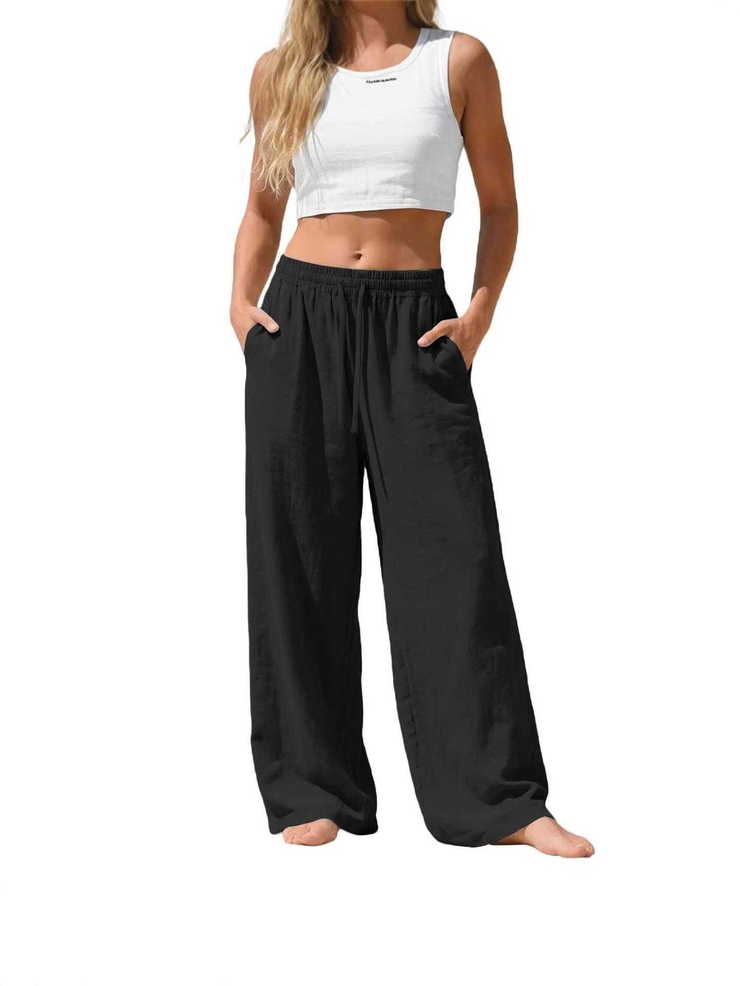 

Women s Drawstring Wide-Leg Casual & Sports Trousers 2026 Small чорний