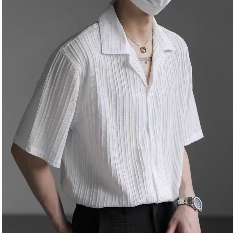 Men's Summer Ice Silk Casual Cuban Collar Shirt