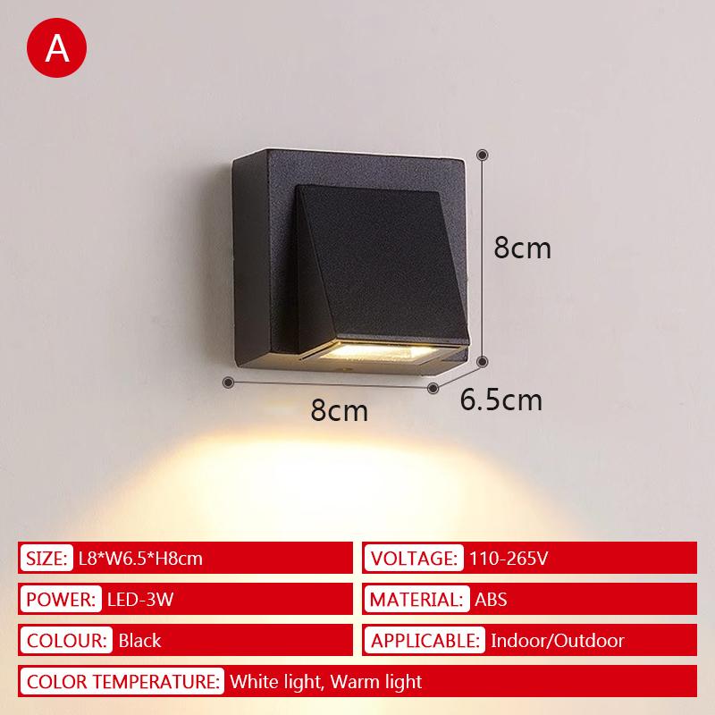 

Outdoor LED Wall Lamp IP65 Waterproof Porch Courtyard Light Indoor Balcony Bedroom Bedside Home Decoration LightingAC85-265V White Light-6000K