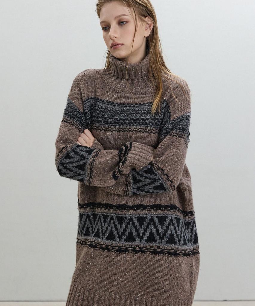 Dito Nordic Long Knit Pullover [Brown]