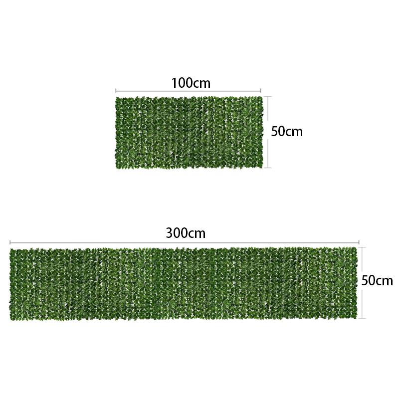 50x100cm Artificial Hedge Green Leaf Grass Mat Fence Panels Home Garden Balcony Decoration Outdoor Simulation Lawn Green Plants