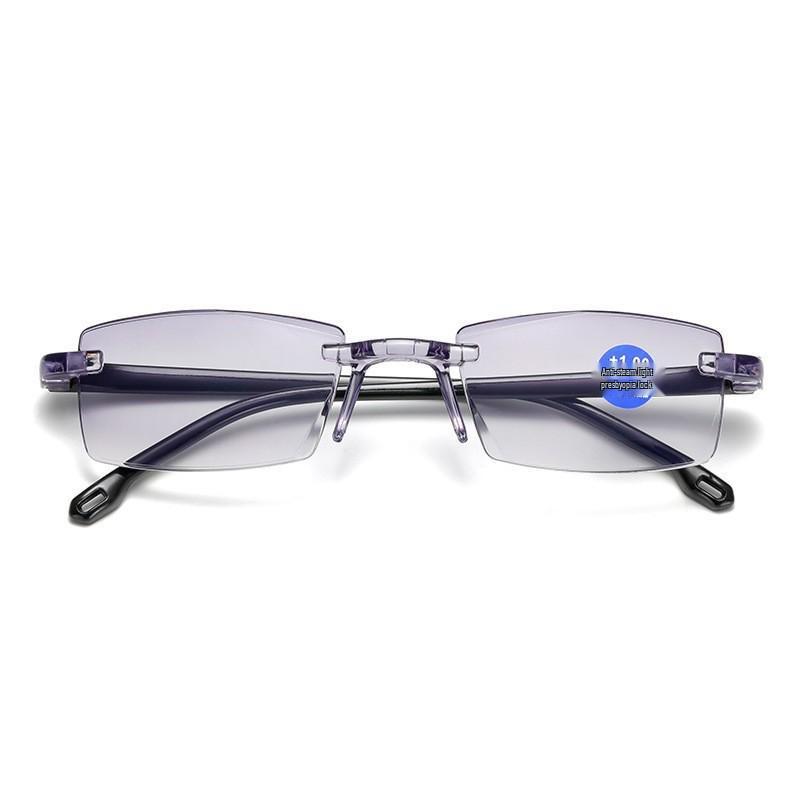 

Безрамочные очки HD с двойной фокусировкой для путешествий: Защита от синего света, Чайного цвета, Для дали и близи Reading +250