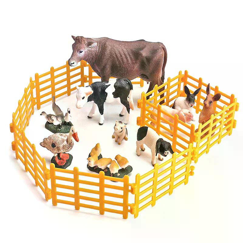 1 Set DIY Kids Toys Simulation Animals Farm Poultry Fence Models Pasture Zoo Figurines Captive Fence Wild Wolf Guardrail