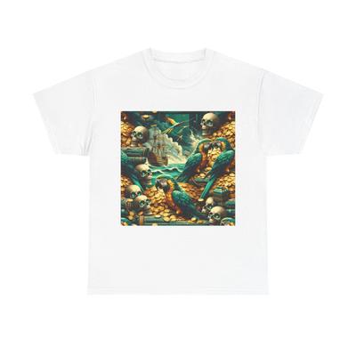 Unisex Adult T Shirt Pirate Parrots In Treasure Cove
