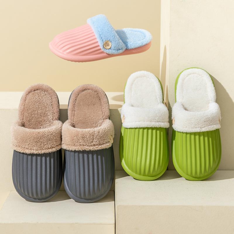 Autumn and winter new waterproof and non-slip cotton slippers indoor household removable washed velvet warm couple slippers