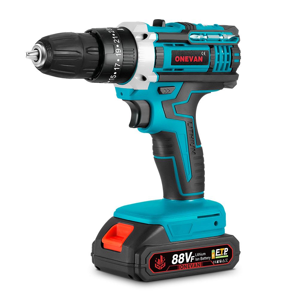 ONEVAN Electric Impact Drill 25+3 Torque 500W Cordless Electric Screwdriver Woodworking Power Tool For Makita 18V Battery Pin