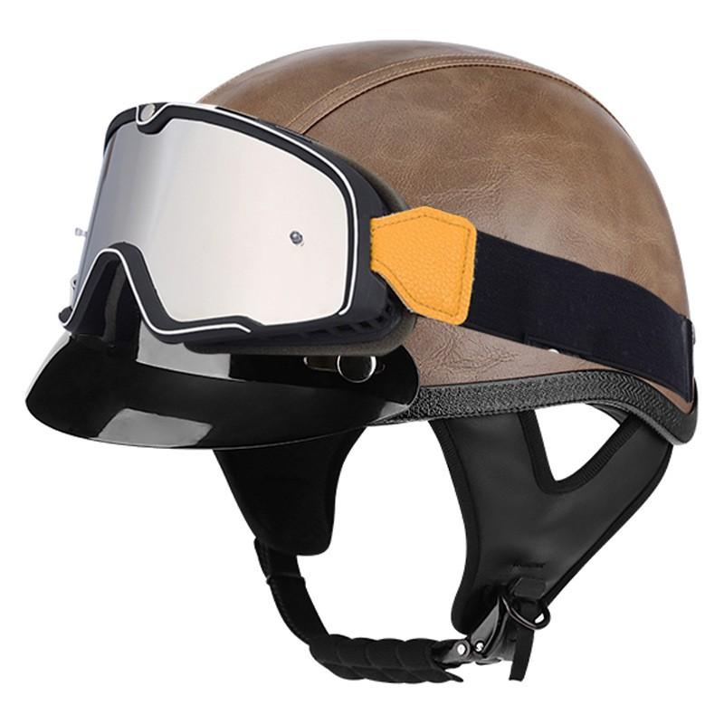 3C Certified Retro Half Helmet Scooter Motorcycle Riders Unisex All Season ABS Safety With Visor Options
