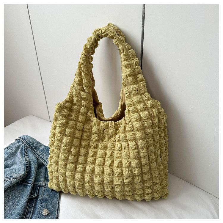 Personalized Folded Bubble 2025 Spring New Casual Fashion Large Capacity One Shoulder Hand Carry Underarm Portable Tote Bag