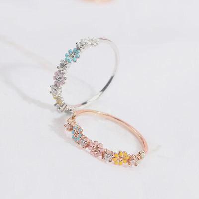 Multi-Color Daisy Zircon Flower Ring for Women - Sweet & Cute Korean Style