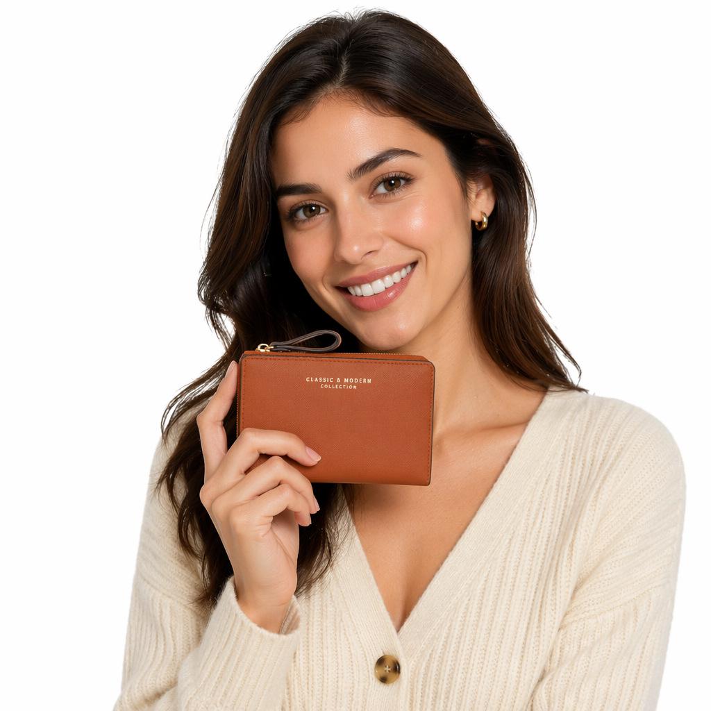 Linyan 2026 Women's High-Grade Cross Grain Short Wallet with Large Capacity