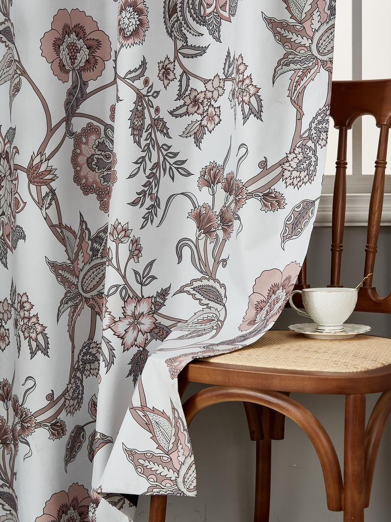 Cortinas Blackout 84 Polegadas de Comprimento Cortinas Florais para Quarto Cortinas Blackout Estampadas para Sala de Estar Isolamento Térmico Ilhós Superior