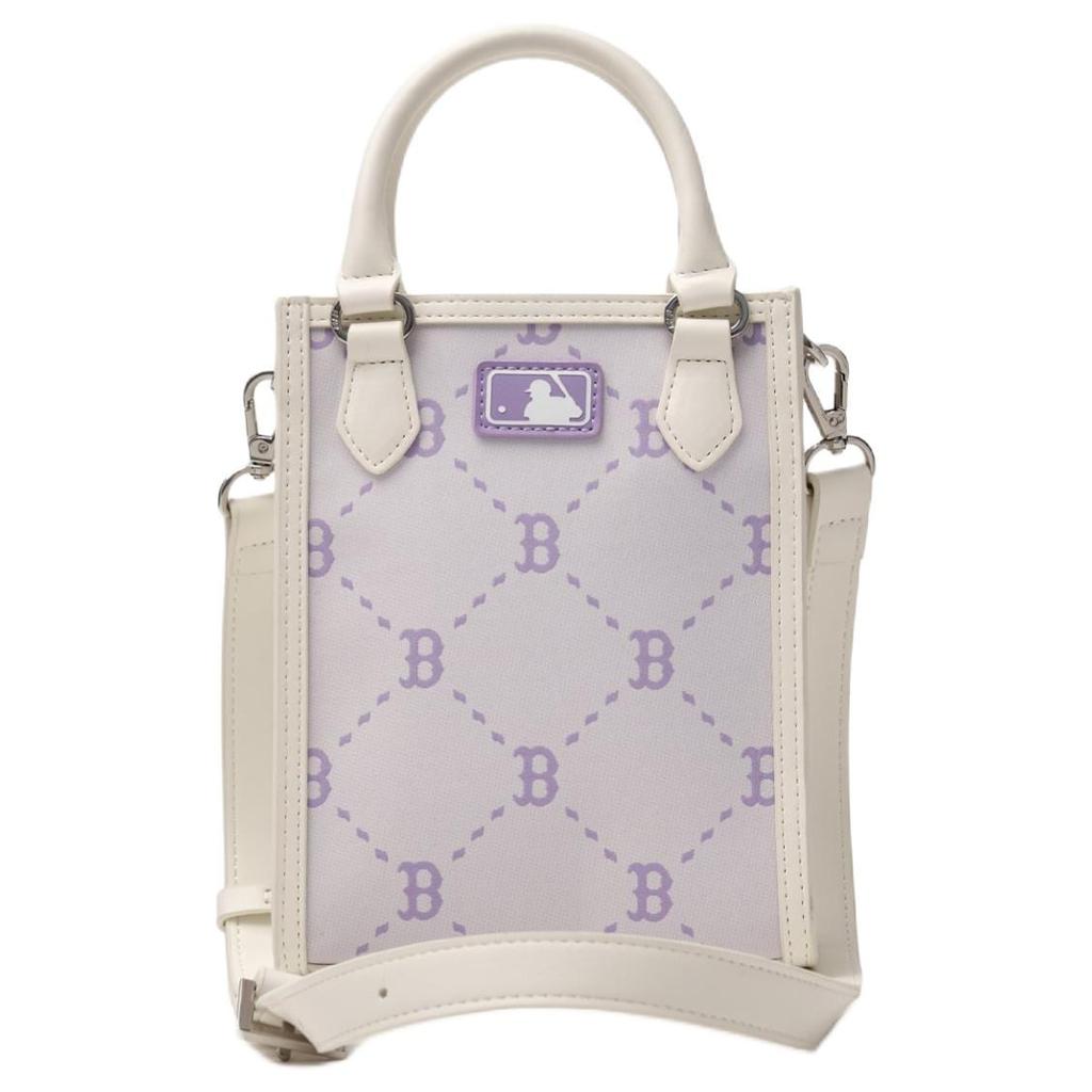 MLB Boston Red Sox Polyester Tote Bag, Shopping Bag, Handbag Mini Women's Purple & Gray 7ACRMD35N-43IVS
