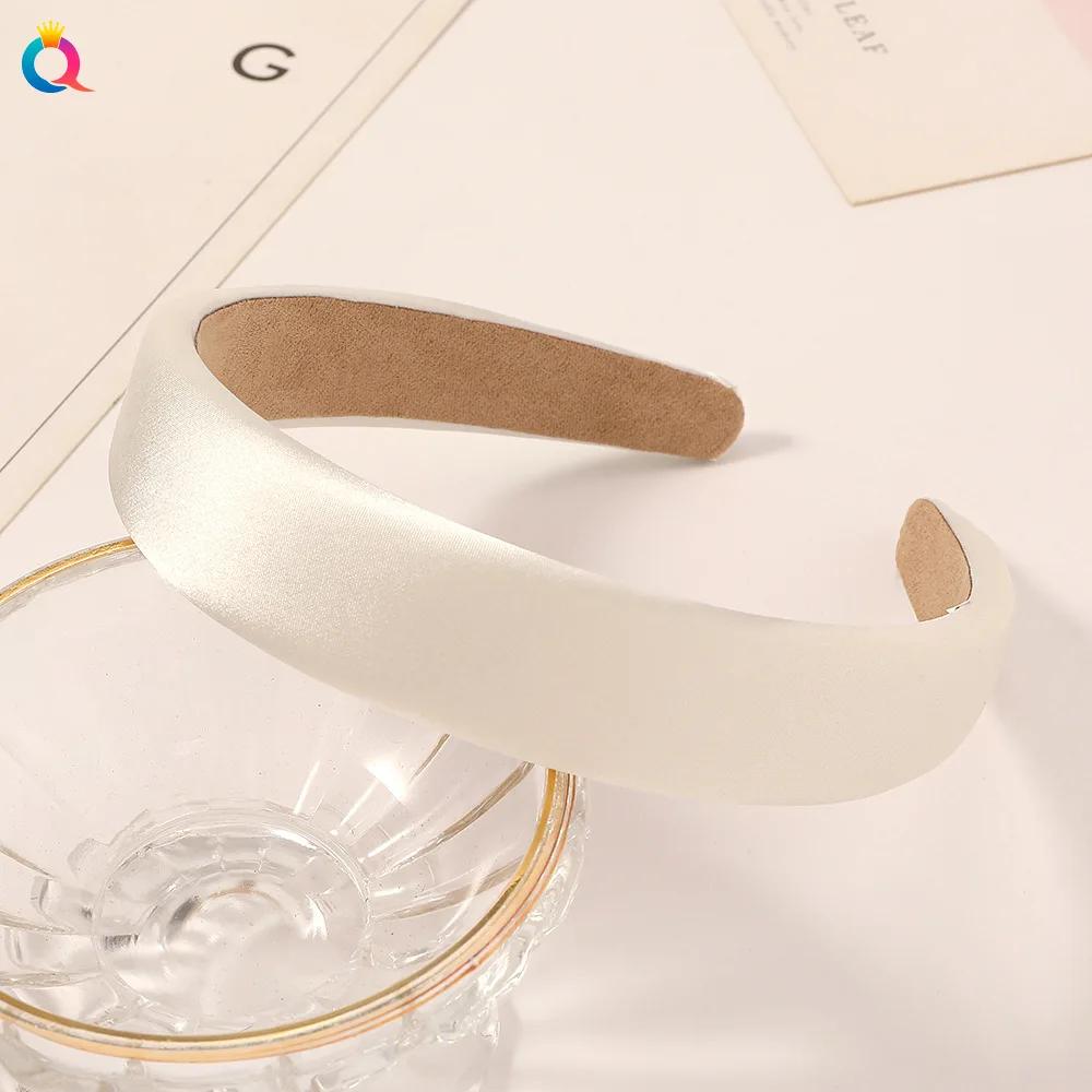 1pcs Satin Sponge Headband for Women Solid Colors Thick Hair Hoop Hairband Fashion Hair Accessories