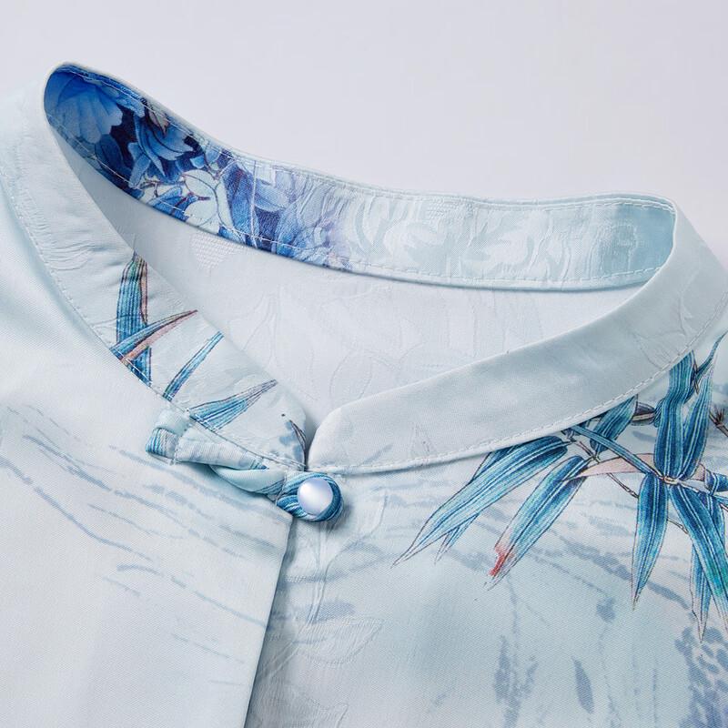 Paster Mid-Aged Women's Chinese Style Floral 3/4 Sleeve Blouse