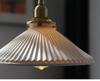 Nordic Inspired Japanese Brass & Pleated Ceramic Pendant Lamp for Restaurant, Bedroom or Dining Table