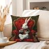 1Pc Vintage Gentleman Rabbit Tea Time Throw Pillow Cover,Suitable For Sofa,Bedroom,Living Room,A Retro Gift For Rabbit Lovers