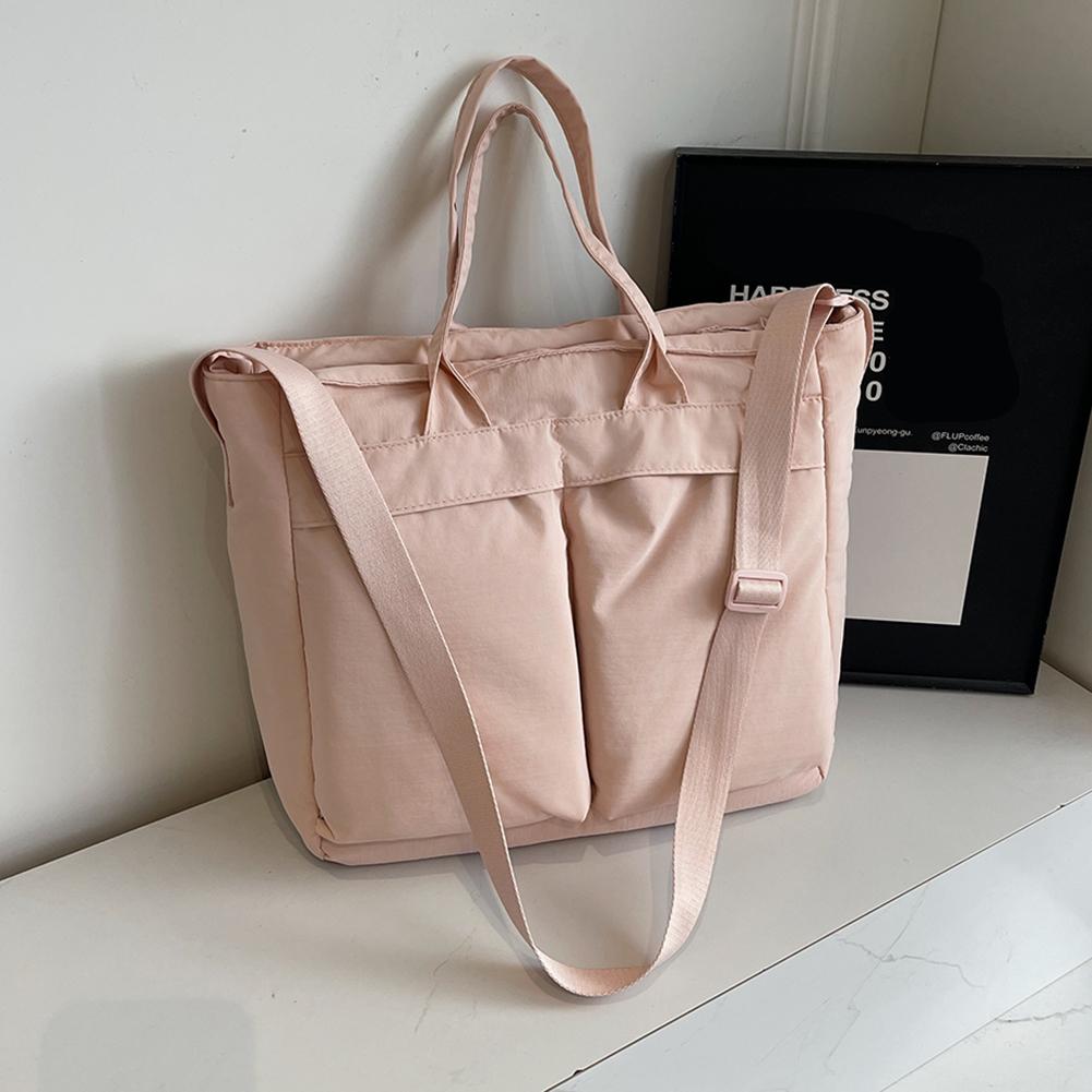 

Women Simple Crossbody Bag Large Capacity Solid Color Handbag Adjustable Strap Leisure Satchel Bag Female Versatile Bag рожевий