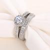 925 Sterling Silver 2pc Gorgeous Rings Set for Women Paved Brilliant Cubic Zirconia Wedding Engagement Bridal Jewelry